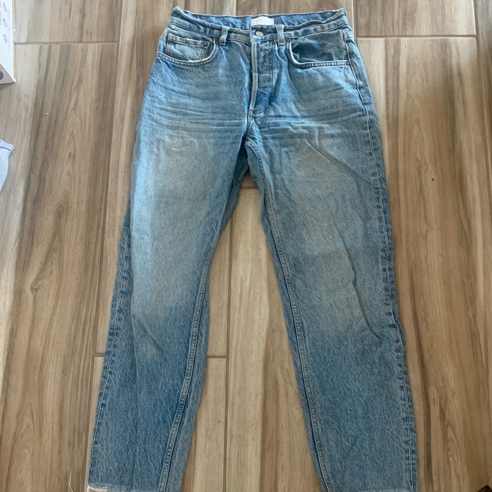 Boyish High Rise Tommy Jean with raw hem and button fly